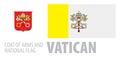 Vector set of the coat of arms and national flag of Vatican