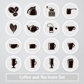 Vector set of coffee and tea icons, for shops