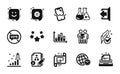 Vector set of Cogwheel, Survey and Typewriter icons simple set. Vector
