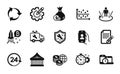 Vector set of Cogwheel timer, Time management and User call icons simple set. Vector