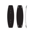 Vector set of black flat wake surf board icon