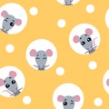 Vector set collection design seamless pattern with animal rat. Rat looks out of the holes in the cheese Royalty Free Stock Photo