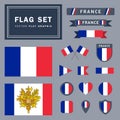 Vector set of 16 different France flag related illustrations Royalty Free Stock Photo