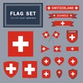 Vector set of 17 different Switzerland flag related illustrations Royalty Free Stock Photo