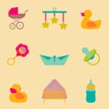 Vector set collection icons of color object for kids Royalty Free Stock Photo
