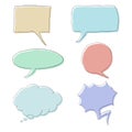 Vector Set of Color Doodle Comics Speech Bubbles. Royalty Free Stock Photo