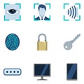 Vector Set of Color Flat Cyber Security Icons Royalty Free Stock Photo