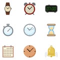 Vector Set of Color Flat Time Icons