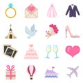 Vector Set of Flat Wedding Icons