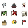 Vector Set of Color Hand Drawn Elections Icons