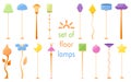 Vector set of colored floor lamps