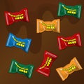 Vector set of colored polyethylene pack for candy