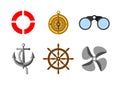 Vector set of colored realistic nautical icons