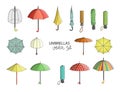 Vector set of colored umbrellas Royalty Free Stock Photo