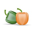 Vector Set Of Colored Yellow Green Sweet Bulgarian Bell Peppers, Paprika On A White Background. Royalty Free Stock Photo