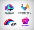 Vector set of colorful abstract logos. Design elements, identity for company, web icons Royalty Free Stock Photo