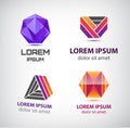 Vector set of colorful abstract logos. Design elements, identity for company, web icons. Royalty Free Stock Photo