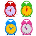 Colorful alarm clocks. Set of table clock. Vector illustration Royalty Free Stock Photo