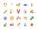 Vector Set of colorful allergens icons Royalty Free Stock Photo