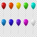 Vector set of colorful balloons for festive design. on transparent background. Royalty Free Stock Photo