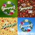 Vector Set of Colorful Bright Lettering Summer Cards. Royalty Free Stock Photo