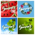 Vector Set of Colorful Bright Lettering Summer Cards. Royalty Free Stock Photo