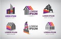 Vector set of colorful buildings, houses logos Royalty Free Stock Photo