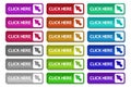 vector set of colorful buttons for web design. click here web buttons Royalty Free Stock Photo