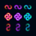 Vector Set of Colorful Endless Symbols Isolated on Dark Background Royalty Free Stock Photo