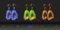 Vector set of colorful fantasy cartoon earrings