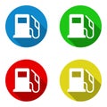 Vector set colorful flat icons gas station