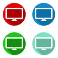 Vector set colorful flat icons monitor Royalty Free Stock Photo