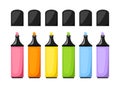 Set of colorful highlighter pens. Vector illustration.