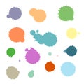 Vector set of colorful ink splash, blots and brush strokes, isolated on the white background. Series of vector splash, blots, brus Royalty Free Stock Photo