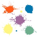 Vector set of colorful ink splash, blots and brush strokes, isolated on the white background. Series of vector splash, blots, brus Royalty Free Stock Photo