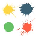 Vector set of colorful ink splash, blots and brush strokes, isolated on the white background. Series of vector splash, blots, brus Royalty Free Stock Photo