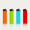 Vector set of colorful lighters with reflection Royalty Free Stock Photo