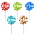 Vector set of colorful lollipop on white background. Royalty Free Stock Photo