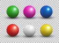 Vector set of colorful marbles, spheres or balls on transparent background