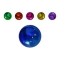 Vector set of colorful metallic spheres, realistic illustration, 3D balls collection isolated different color objects. Royalty Free Stock Photo
