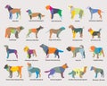 Vector set of colorful mosaic dogs silhouettes Royalty Free Stock Photo