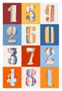 Vector set of pop style stencil color numbers Royalty Free Stock Photo