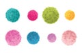 Vector Set of 8 Colorful Pom Poms Decorative Elements. Great for nursery room, handmade cards, invitations, baby designs