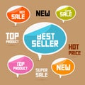 Vector Set of Colorful Retro Paper Discount Labels Royalty Free Stock Photo
