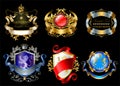 Vector set of colorful royal stickers or emblems