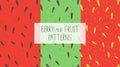 Vector set of colorful seamless patterns with watermelon, kiwi and strawberry pulp Royalty Free Stock Photo