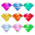 Vector set of colorful shiny jewels. Royalty Free Stock Photo