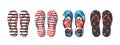 Vector set with colorful summer flip flops for beach holiday designs Royalty Free Stock Photo