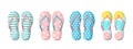 Vector set with colorful summer flip flops for beach holiday designs. Slippers summer set Royalty Free Stock Photo
