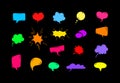 Vector set of colorful talk bubbles isoalted on black background, cartoon comic style bright Royalty Free Stock Photo